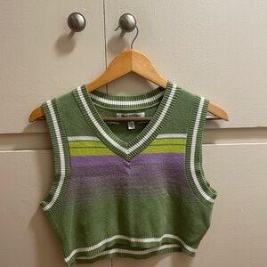 Urban Outfitters Green and Purple Knit Vest (Size L)